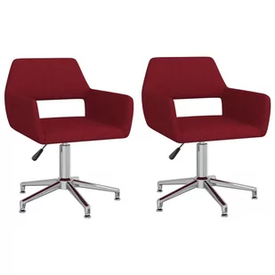 vidaXL Obrotowe krzesła stołowe, 2 szt., winna czerwień, obite tkaniną - Krzesła - miniaturka - grafika 1