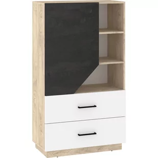 Regał Niski 80 1D2S PAX-13 Pax MebloCross Dąb Endgrain / Biały / Błękit - Regały - miniaturka - grafika 1