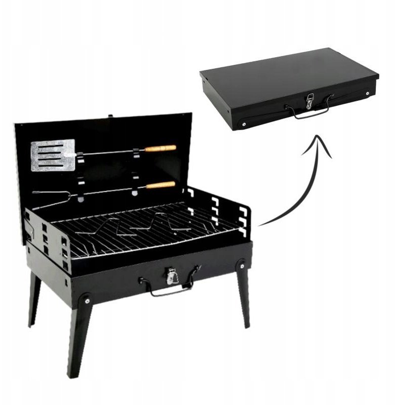Chomik Grill turystyczny składany, walizka z widełkami i łopatką