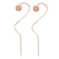 Kolczyki - Srebrne Kolczyki Kulki przewlekane - 6mm - rose gold - miniaturka - grafika 1