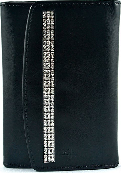 Swarovski SV 060 skórzany portfel damski z kamieniami swarovski czarny SV 060