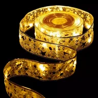 Ozdoby bożonarodzeniowe - Szarfa choinkowa 2 m na 3 baterie AA złota w gwiazdki 5 cm ciepła - miniaturka - grafika 1