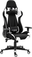 Fotele gamingowe - Fotel Zenga PlayMaker Gamingowy z Tkaniny, biało/czarny, regulacja podłokietników i oparcia - miniaturka - grafika 1