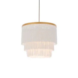 Złota wisząca lampa Alabaster z białymi sznureczkami - Lampy sufitowe - miniaturka - grafika 1