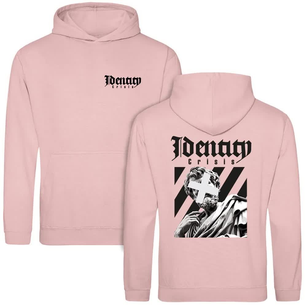 Bluza Damska Z Kapturem Różowa IDENTITY CRISIS Nadruk Dwustronny Wzory - S