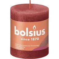 Świece - Bolsius świeca bryłowa pieńkowa rustykalna słupek Rustic Shine 80/68 mm - Delikatna Czerwień Delicate Red - miniaturka - grafika 1