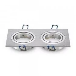 v-tac Oprawa Oczko V-TAC Aluminiowa Odlew 2xGU10 Kwadrat Aluminium Szczotkowane VT-783 - Oprawy, klosze i abażury - miniaturka - grafika 1