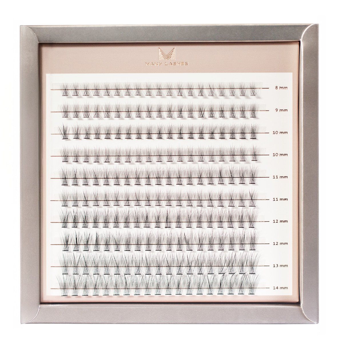 Many Lashes True Volume 20D Master Box Zestaw kępek rzęs do makijażu 8-14 mm Skręt B - delikatny skręt