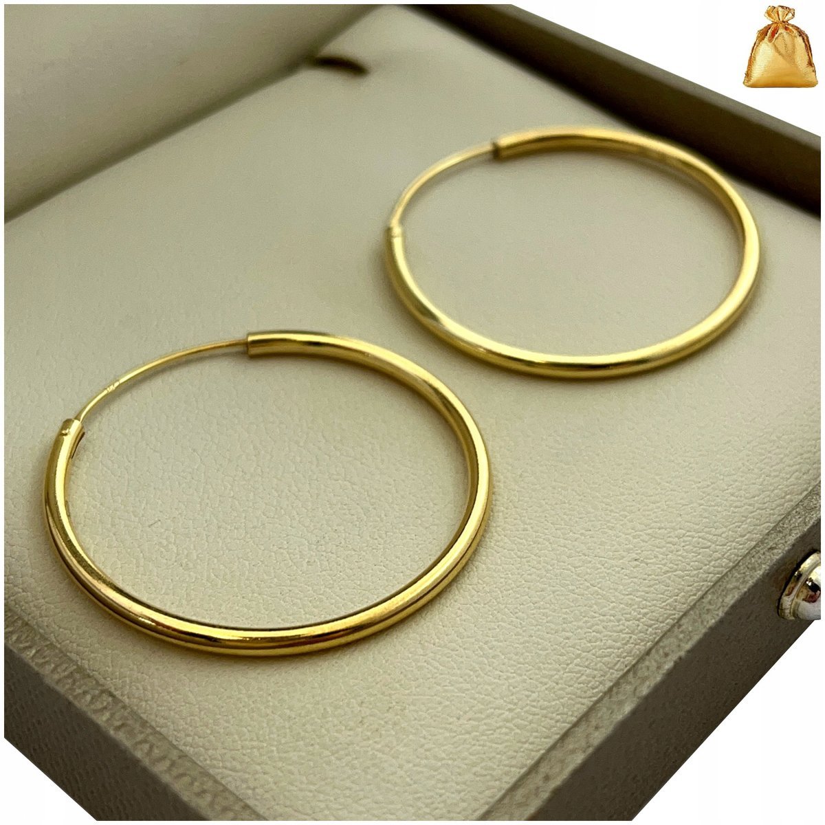 ZŁOTE KOLCZYKI KOŁA KÓŁKA 3 CM ZESTALI CHIRURGICZNEJ, POZŁACANE, KLASYCZNE