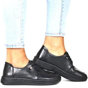 DAMSKIE PÓŁBUTY SKÓRZANE WSUWANE CAMBELL 15301 CZARNE - Półbuty damskie - miniaturka - grafika 1