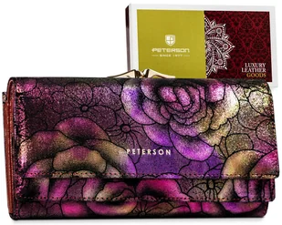 Zdobiony portfel ze skóry naturalnej duży pojemny PETERSON - Portfele - miniaturka - grafika 1
