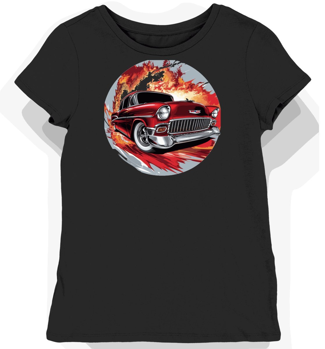 Koszulka damska czarna Klasyczny Styl Motoryzacyjny 1955 L