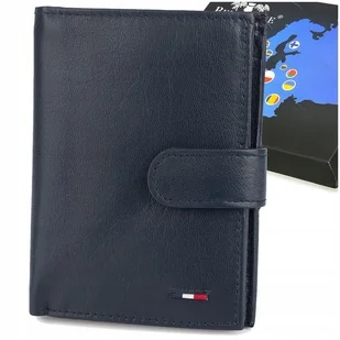 Portfel Męski Skórzany Elegancki RFID Klasyczny Duży Pionowy Granatowy - Portfele - miniaturka - grafika 1