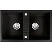 Zlewozmywaki - Ferro MEZZO II granitowy 2-kom. GrafitShine DRGM2/48/78HA - miniaturka - grafika 1