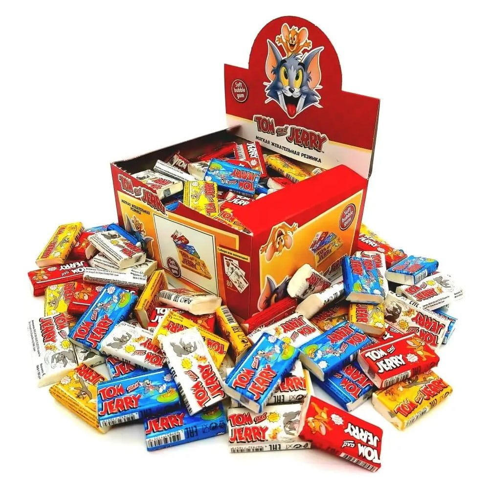 TOM AND JERRY GUMA BALONOWA TUUTTI FRUTTI Z HISTORYJKĄ (4,5G) 100 SZT
