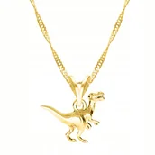 Łańcuszki - Piękny Złoty Naszyjnik 925 z Dinozaurem Natura Potwór Dinozaur T-Rex - miniaturka - grafika 1