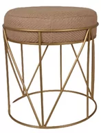 Pufy i podnóżki - Puf z lnianym siedziskiem na złotym stelażu duża - miniaturka - grafika 1