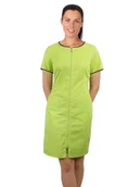 Odzież medyczna - Sukienka medyczna kosmetyczna na suwak kolor limonka z  lamówką granatową krótki rękaw 38 - miniaturka - grafika 1