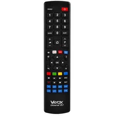 Pilot uniwersalny Vayox VA0141 8w1 Do TV Dekodera Tunera DVD Zasięg 10m