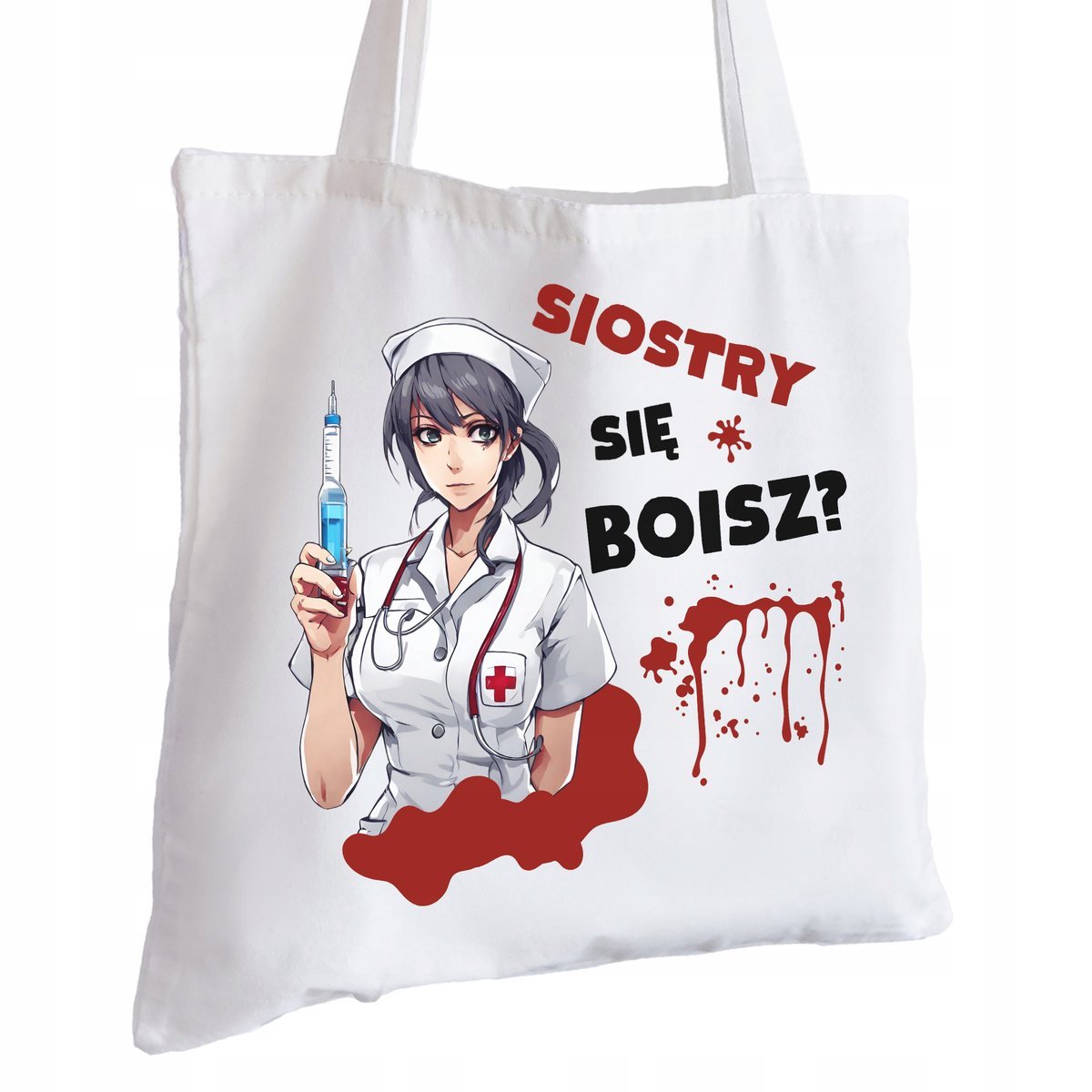Torba Bawełniana biała dla Pielęgniarki Prezent ekologiczna Trwały Nadruk