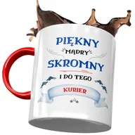 Kubki - Kubek Czerwony Dla Kuriera Piękny Mądry Skromny z Nadrukiem ze Zdjęciem + Opakowanie na prezent (wzór 03) - miniaturka - grafika 1