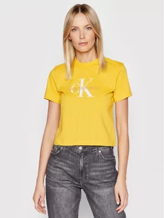 Koszulki i topy damskie - Calvin Klein Jeans T-Shirt J20J218852 Żółty Slim Fit - grafika 1