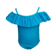 Stroje kąpielowe - Dziewczęcy kostium kąpielowy jednoczęściowy z falbanką niebieski Mariss - miniaturka - grafika 1