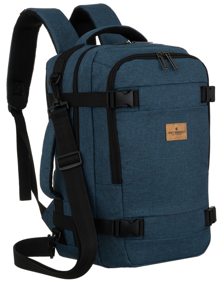 Plecak do samolotu torba Wizzair Ryanair 40x25x20 Peterson bagaż podręczny kabinowy z uchwytem na walizkę ergonomiczny granatowy