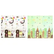 Maty piankowe - Dwustronna Składana Mata Edukacyjna Z Pianki Xpe Podłogowa Bezpieczna 200X180X1 Duża Miasto Noc Zwierzątka Humbi - miniaturka - grafika 1