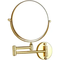 Lusterka do makijażu - Lustro do makijażu montowane na ścianie o szerokości 20 cm z powiększeniem 1x/3x, obrotowe o 360°, dwustronne, składane, w kolorze złotym - miniaturka - grafika 1