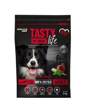 BIOFEED TASTY DOGS LIFE ADULT M&L WITH BEEF 3KG