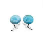 Spinki do mankietów i krawatów - Srebrne spinki do mankietów Larimar (S918) ø13 - miniaturka - grafika 1