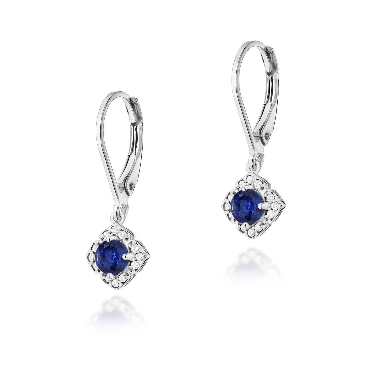 Złote kolczyki Szafir 2 x 0,30ct białe złoto pr. 585