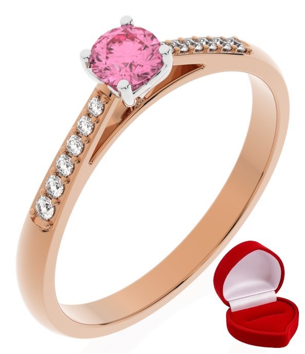 ZŁOTY PIERŚCIONEK ZARĘCZYNOWY 585 14k SZAFIR 0,19 ct RÓŻOWE ZŁOTO R24