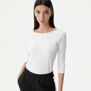 Bluzki damskie - Reserved Bawełniana bluzka - Biały - grafika 1