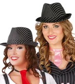Dodatki do strojów karnawałowych - Kapelusz czapka gangsterski gangstera czarny w paski - miniaturka - grafika 1