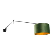 Lampy ścienne - QAZQA Kinkiet czarny z welurowym kloszem zielonym regulowanym 35 cm - Blitz - miniaturka - grafika 1