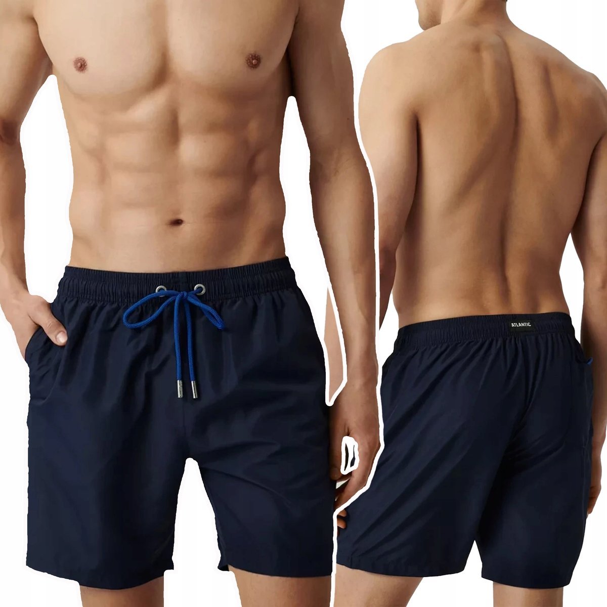 KĄPIELÓWKI MĘSKIE szorty na basen szybkoschnące wiązane Atlantic *S