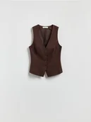 Marynarki i żakiety damskie - Reserved - Taliowana kamizelka - ciemnobrązowy - miniaturka - grafika 1