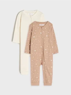 Sinsay - Śpiochy 2 pack - kremowy - Pajacyki dla niemowląt - miniaturka - grafika 1