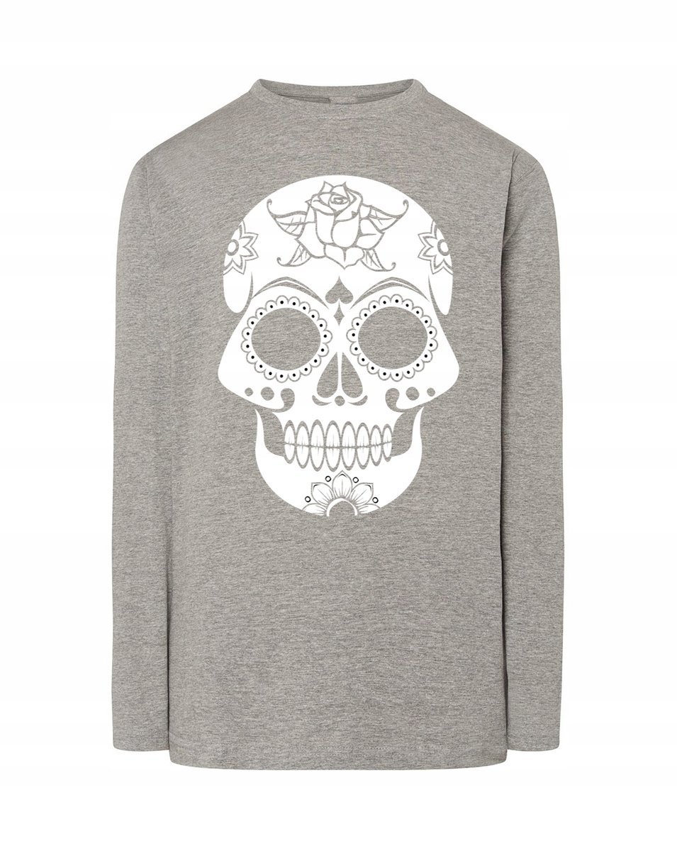 Longsleeve męski nadruk biała CZASZKA SKULL r.M
