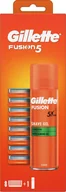 Maszynki do golenia i wkłady - Gillette Gillette Fusion5 Skutimosi Peiliukai, 8 vnt + Fusion gelis 200ml - miniaturka - grafika 1