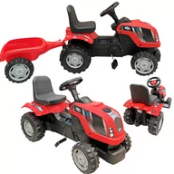 Jeździki dla dzieci - COIL Traktor na pedały z przyczepą ogromny traktorek duży dla dzieci jeździk 143cm czerwony - miniaturka - grafika 1