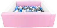 Suche baseny - Kwadratowy suchy basen z ekoskóry z 200 piłeczkami (biały, różowy (pastel)/biały, jasnoniebieski, szary) - miniaturka - grafika 1