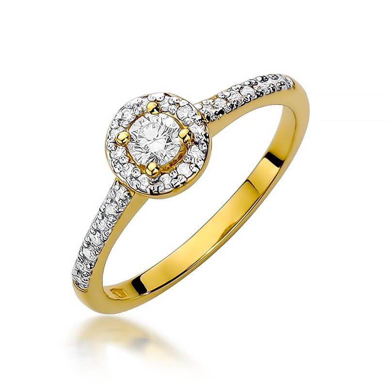 Złoty pierścionek Diament 0,15ct żółte złoto pr. 585