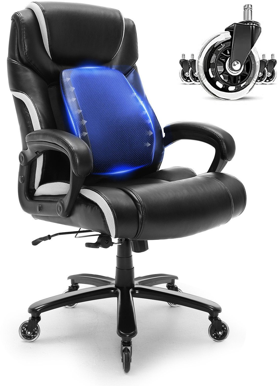 VEVOR Fotel biurowy gabinetowy Ergonomiczny z podnóżkiem skórzany regulowany