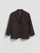 Marynarki i żakiety damskie - Reserved - Jednorzędowa marynarka w kratę - ciemnobrązowy - miniaturka - grafika 1