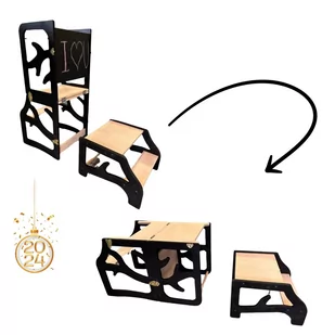 KITCHEN HELPER 5w1 dla dzieci do jedzenia zabawy POMOCNIK KUCHENNY solidny PREMIUM CZARNY - Krzesełka do karmienia - miniaturka - grafika 1