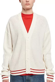Swetry męskie - Urban Classics Sporty Boxy Cardigan, modny męski kardigan z dzianiny o kroju oversize, dostępny w wielu kolorach, rozmiarach S-5XL, Whitesand, 3XL - grafika 1