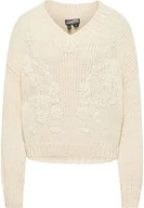 Swetry damskie - DreiMaster Gruby sweter damski 39425058, biały (wollweiss), XS-S - miniaturka - grafika 1